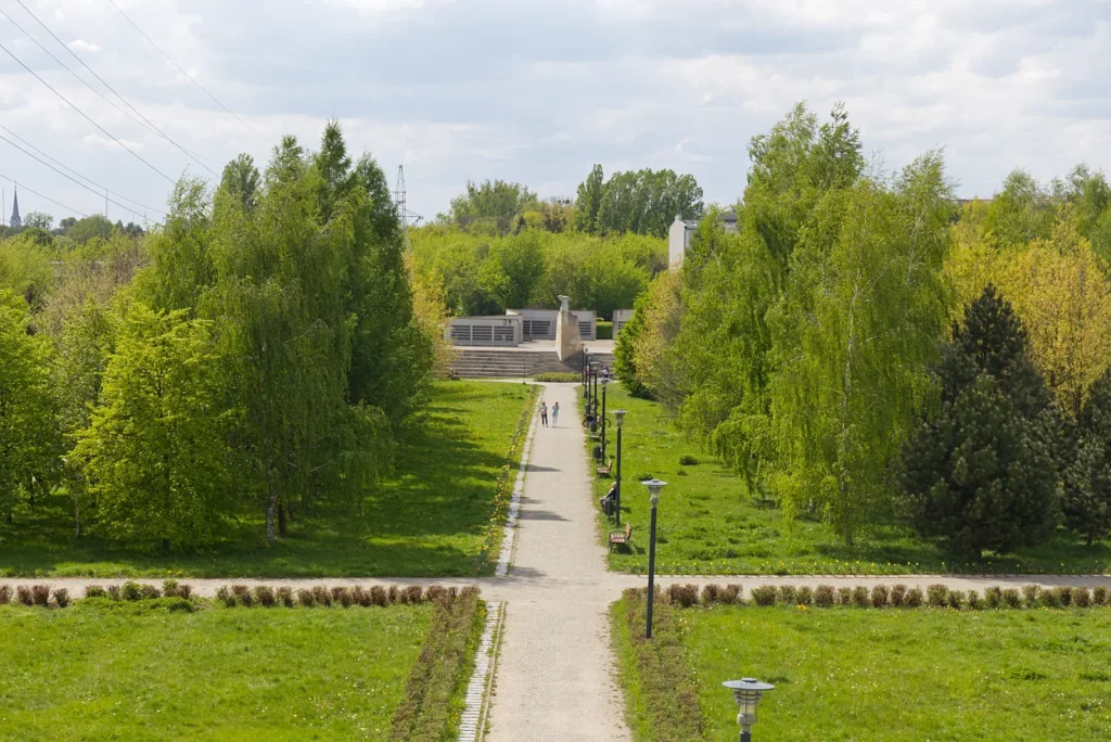 Widok parku z kilku nastometrowej góry